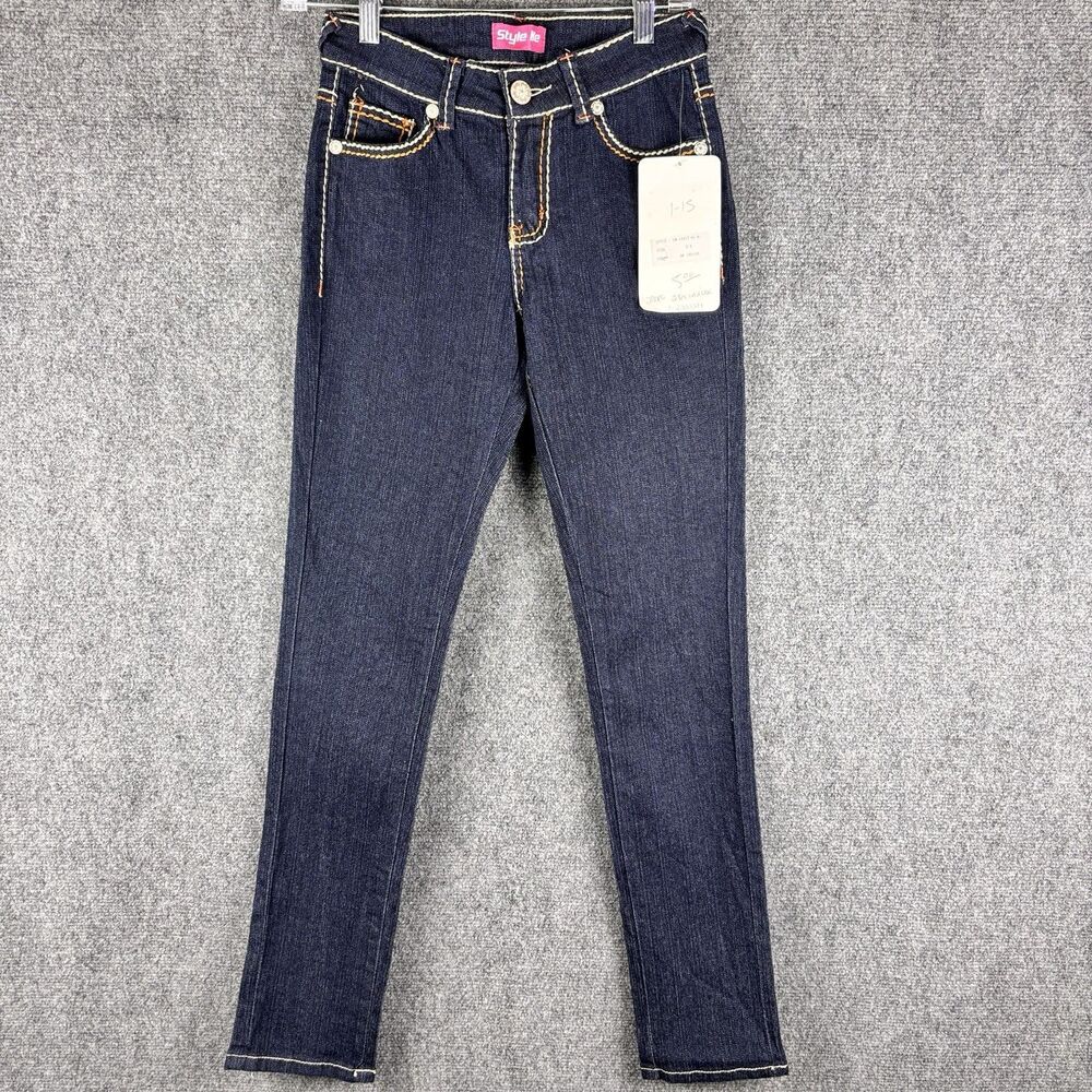 Style Me Jeans Juniors 3/4 NWT Dark Wash Skinny Low Rise Y2K Contrast Stitch